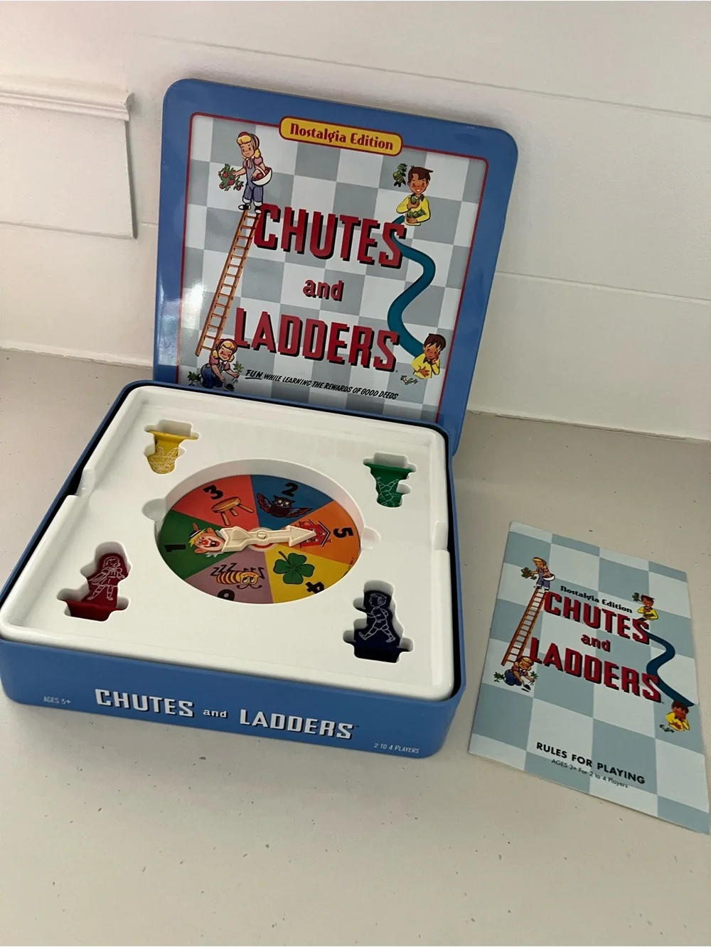 Chutes & Ladders Nostalgia Edition Collectible Tin Board Game Complete